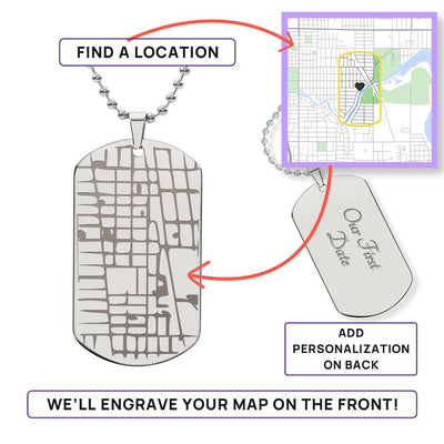 Customised Map Engraved Dog Tag
